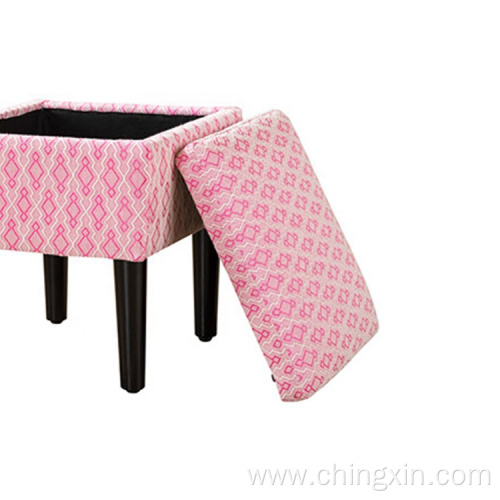 Pink Leisure Fabric Storage Ottoman Living Room Furniture